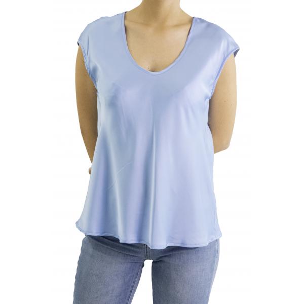 Blusa tinta unita con scollo a V